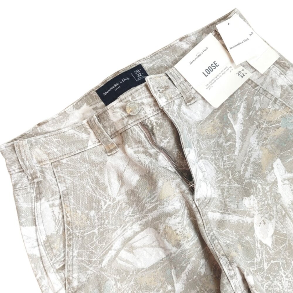 NWT Men's Abercrombie & Fitch Loose Workwear Pant Light Gray Camo - Size 29/32 - Picture 3 of 4